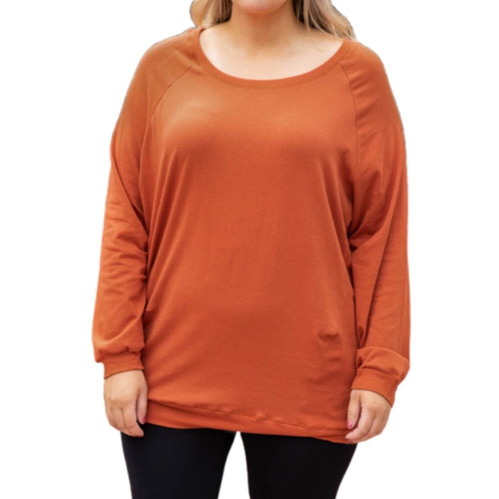 Chic soul slouchy long sleeve tunic ORANGE RUST 2X